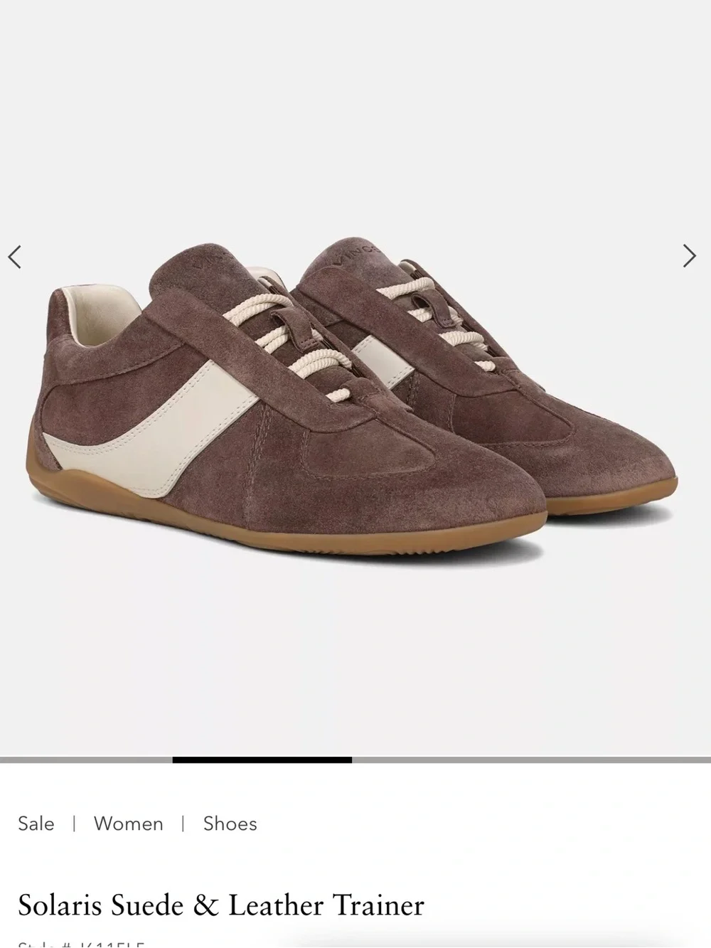 Vince Brown Suede Trainer with Cream Leather Accent